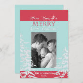 Modern angehauchte weiße Weihnachtsbaumen Fotokart Feiertagskarte (Vorne/Hinten)