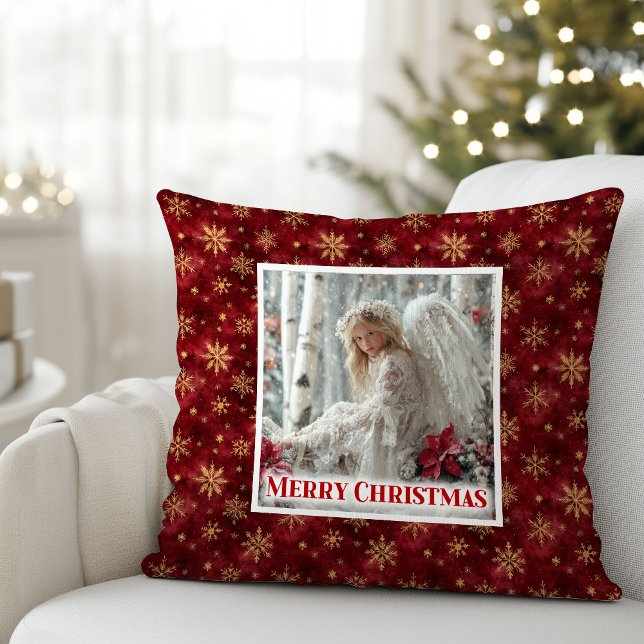 Modern Angel Red Gold Personalized Best Christmas  Kissen (Modern Angel Red Gold Personalized Best Christmas Pillow

)
