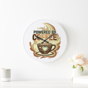 Modern, angetrieben von Kaffee – Trendige Kaffee-T Große Wanduhr