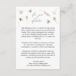Modern angetriebene Wildblume Boho Wedding Details Begleitkarte