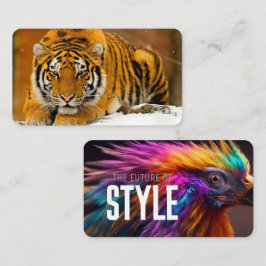 Modern Animal Art Card Set – Tiger & Fantasy Bird Visitenkarte