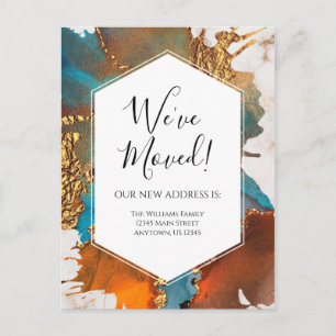 Modern Ankündigung Gold Blue Marmor Tinte Modern Postkarte