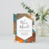 Modern Ankündigung Gold Blue Marmor Tinte Modern Postkarte (Stehend Vorderseite)