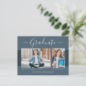 Modern | Ankündigung von Elegance 2 Foto Abschluss Postkarte (Stehend Vorderseite)