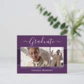 Modern | Ankündigung von Elegance 2 Foto Abschluss Postkarte (Stehend Vorderseite)