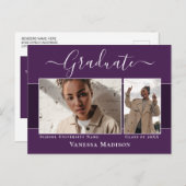 Modern | Ankündigung von Elegance 2 Foto Abschluss Postkarte (Vorne/Hinten)