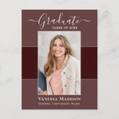 Modern | Ankündigung von Elegant 1 Foto Abschluss Postkarte (Vorderseite)