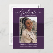 Modern | Ankündigung von Elegant 1 Foto Abschluss Postkarte (Vorne/Hinten)