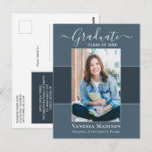 Modern | Ankündigung von Elegant 1 Foto Abschluss Postkarte (Vorne/Hinten)