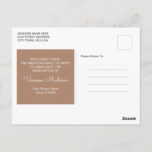 Modern | Ankündigung von Elegant 1 Foto Abschluss Postkarte (Rückseite)