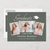 Modern | Ankündigung von Elegant 3 Foto Abschluss Postkarte (Vorne/Hinten)