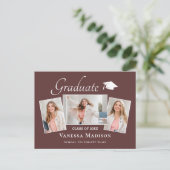 Modern | Ankündigung von Elegant 3 Foto Abschluss Postkarte (Stehend Vorderseite)