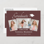 Modern | Ankündigung von Elegant 3 Foto Abschluss Postkarte (Vorne/Hinten)