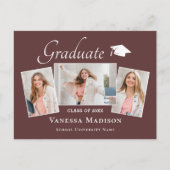 Modern | Ankündigung von Elegant 3 Foto Abschluss Postkarte (Vorderseite)