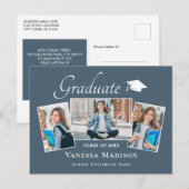 Modern | Ankündigung von Elegant 3 Foto Abschluss Postkarte (Vorne/Hinten)