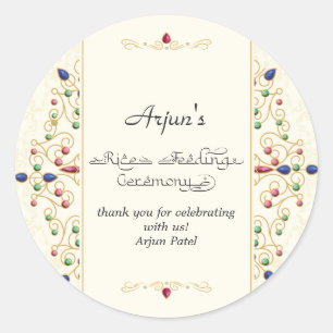 Modern Annaprashan First Rice Zeremonie Runder Aufkleber