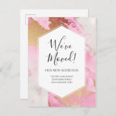 Modern Announcement Pink Gold Marmor Moderne Postkarte (Vorne/Hinten)