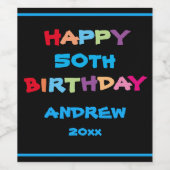 Modern Any Age Birthday Custom Name Cute Cool Weinetikett (Einzelnes Label)