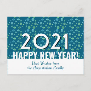Modern ANY YEAR Snowflakes Happy New Year   2021 Postkarte