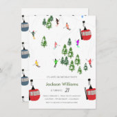 Modern Aprés Ski Skifahren Geburtstag Einladung (Vorne/Hinten)