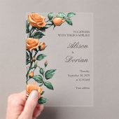 Modern Apricot Orange Rose Floral Acrylic Wedding Acryleinladungen (Insitu (Handheld))