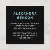 Modern Aqua Blue Custom Business Logo Quadratische Visitenkarte (Rückseite)