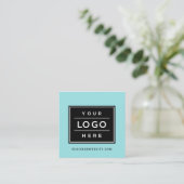 Modern Aqua Blue Custom Business Logo Quadratische Visitenkarte (Stehend Vorderseite)