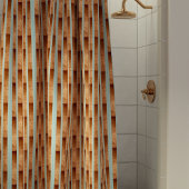 Modern Aqua Blue Faux Metallic Copper Stripe Duschvorhang