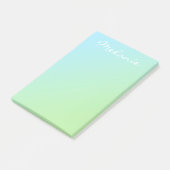Modern Aqua Blue Green Ombre Script Post-it Klebezettel (angewinkelt)