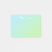 Modern Aqua Blue Green Ombre Script Post-it Klebezettel (Vorderseite)