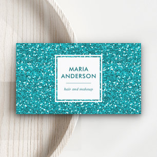 Modern Aqua Blue Sequins Glitzer Makeup Artist Visitenkarte