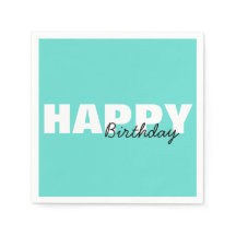 Modern Aqua Blue Typografy Happy Birthday Party