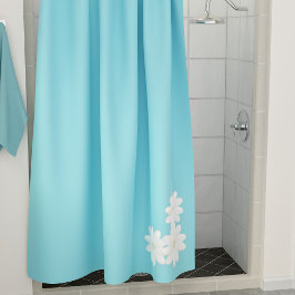 Modern Aqua Blue White Daisy Motif Duschvorhang