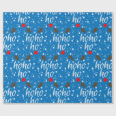 Modern Aqua Christmas "Ho-Ho-Ho" Script Geschenkpapier (Flach)