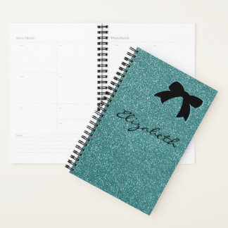 Modern Aqua Glitzer Girly Personalisiert Planer