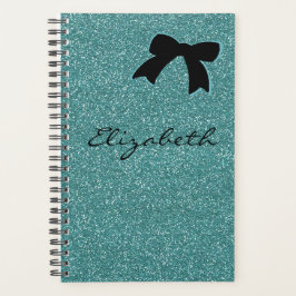Modern Aqua Glitzer Girly Personalisiert Planer