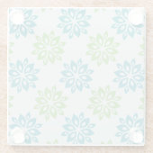 Modern Aqua & Lime Green Floral Pattern Coaster Glasuntersetzer (Rückseite)