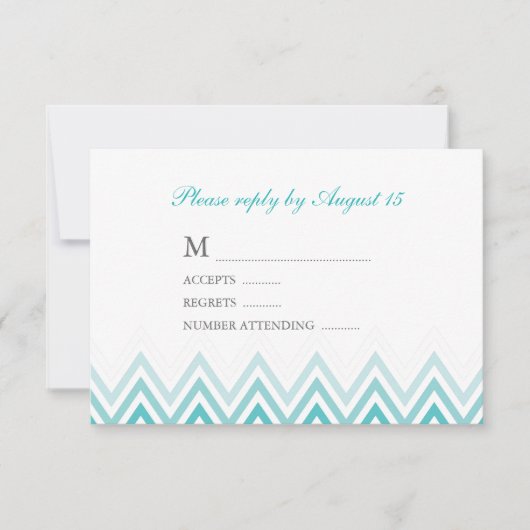 Modern Aqua Ombre Chevrons Response Cards RSVP Karte (Vorderseite)