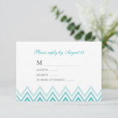 Modern Aqua Ombre Chevrons Response Cards RSVP Karte (Stehend Vorderseite)