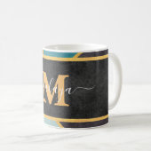 Modern Aquamarine Monogramm Kaffeetasse (VorderseiteRechts)