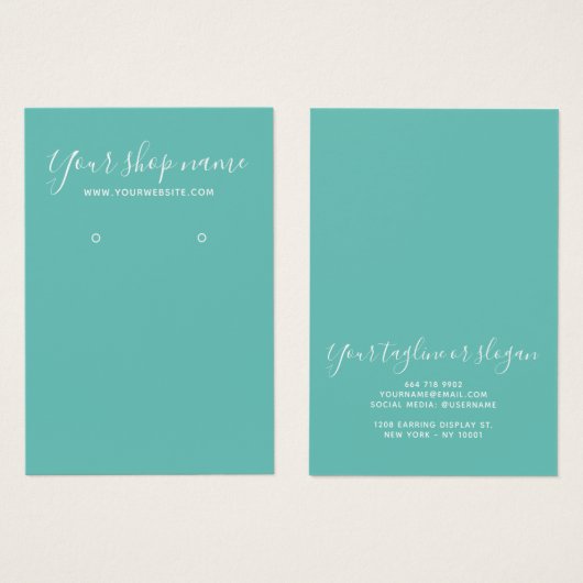 Modern aquamarine Ohrring-Display-Karte (Vorne & Hinten)