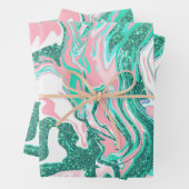 Modern Aquamariner grüner Glitzer-Marmor in Weiß r Geschenkpapier Set (Beispiel)