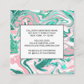 Modern Aquamariner grüner Glitzer-Marmor in Weiß r Quadratische Visitenkarte (Rückseite)