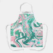 Modern Aquamariner grüner Glitzer-Marmor in Weiß r Schürze (Vorderseite)