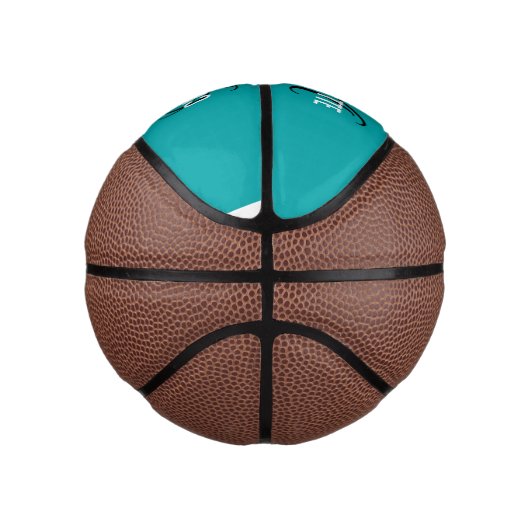 Modern aquamariner Skriptmonogramm-Name Mini Basketball (Rechts)