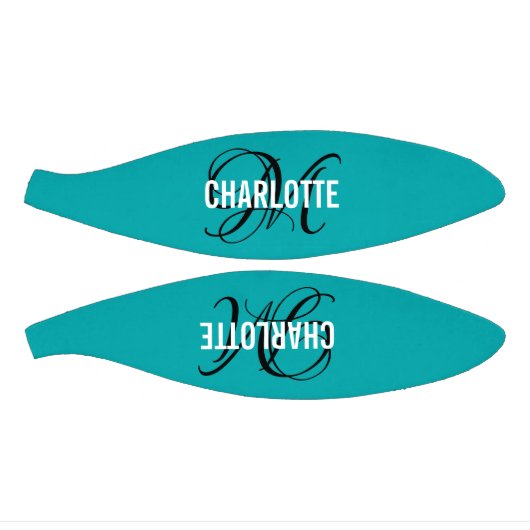 Modern aquamariner Skriptmonogramm-Name Mini Basketball (Panele)