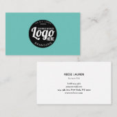 Modern Aquamarines einfaches Logo Visitenkarte (Vorne/Hinten)