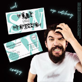 Modern Aquamarines Schwarz mit Logos und Monogramm Visitenkarte