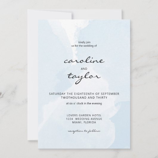 Modern, aquarell, minimalistic Wedding Collection Einladung (Vorderseite)