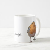 Modern Aquarell Robin Vogel Monogramm Name Kaffeetasse (VorderseiteRechts)